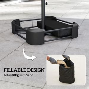 Base per Ombrellone da Giardino Rinforzata, Supporto Riempibile con Sabbia da 80 kg per Ombrelloni a Braccio con Pali da 4,8 cm, Colore Nero, Basi per Ombrelloni da Patio - Product Image 4