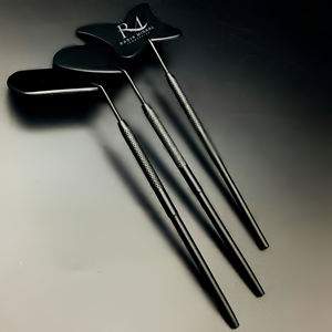 Miroir pour extensions de cils avec poignée diamantée, 3 formes différentes / couleur noire avec revêtement en poudre et impression de logo personnalisé - Product Image 3