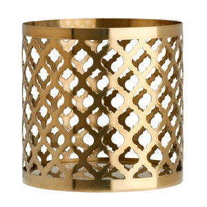 Oriental <b>Copper</b> Cylinder Candle Holder With Lattice Pattern Heat Resistant Home Decoration - Product Image 6