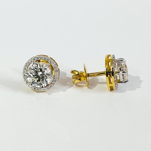 5 Ct White Lab Created Diamond <b>Stud</b> Dangle Earrings Halo Settings 18K Gold Plated Great Luster Color F Clarity VVS1 Gift - Product Image 2