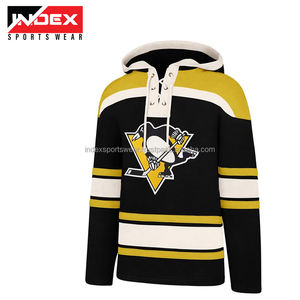 Sudadera con Capucha de Hockey sobre Hielo Showtime para Hombre, Negra con Rayas Amarillas, Manga Larga, con Bolsillos y Cierre con Cordón - Product Image 3