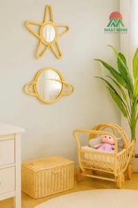 Espejo de Pared Ovalado de Ratán, Diseño Geométrico Bohemio, Decoración Colgante Hecha a Mano, Pieza Única - Product Image 6