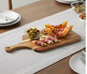 Planche à découper rectangulaire en bois très vendue avec rayures claires et coins arrondis - Product Image 6