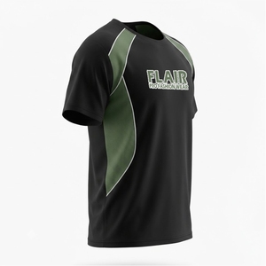 Camiseta con Paneles de Malla, Corte y Confección Personalizados |   Camiseta para Hombre de Talla Grande en Negro y Verde Oliva - Product Image 4
