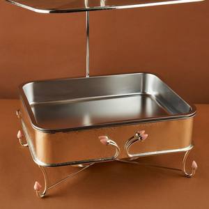 Plat de service et chauffe-plats de luxe en acier inoxydable multicolore à motifs floraux pour la restauration d'événements de prestige au Moyen-Orient - Product Image 6