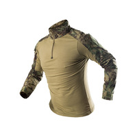 T-shirts tactiques à col rond en coton/polyester, élastiques, en tissu Ripstop, confortables, pour activités de plein air, chasse, uniformes de style Gen 2 Frog
