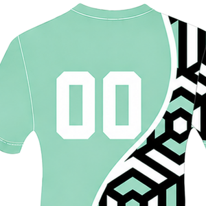 Mint Green <b>Black</b> <b>White</b> Geometric Rugby Jersey Short Sleeve Crew Neck Custom Breathable Training Athletic Team Sportswear - Product Image 4