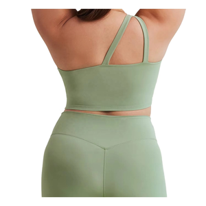 Nueva tira de dibujo acanalado moda exterior sujetador de un solo hombro en forma de gota de agua ahuecado hermosa espalda Yoga Tops - Product Image 3