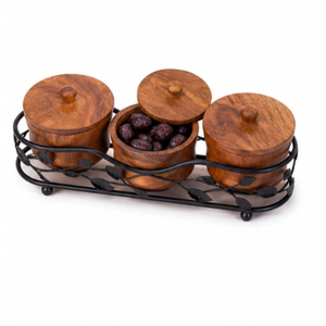 Ensemble de bols à dattes modernes en acier inoxydable doré avec couvercle et plateau en bois, design minimaliste, pot à khajoor pour cadeau de Ramadan et de l'Aïd, vaisselle de table - Product Image 4