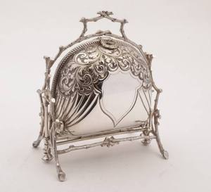 Biscuit <b>Box</b>/Antique Double Shell Silver Plated <b>Folding</b> Biscuit Barrel <b>Box</b> English Victorian Silver Plate Stand - Product Image 6
