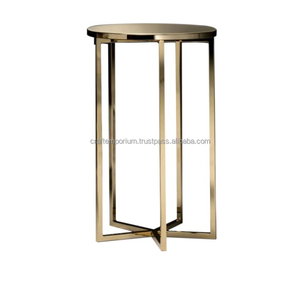 Tabourets en métal de qualité supérieure fabriqués à la main avec une construction robuste et des dessus en marbre luxueux pour servir de mobilier d'intérieur élégant - Product Image 1