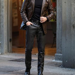 Pantalones de Cuero Genuino para Hombre, Diseño Personalizado Impreso, Nuevo Estilo 2026 - Product Image 6