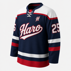 Ensemble de maillots de hockey sur glace personnalisés avec appliques en twill et broderies, avec chaussettes de hockey assorties pour les équipes jeunes et adultes - Product Image 3