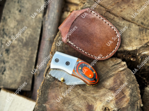 Cuchillo plegable de acero de Damasco de 5 pulgadas, hecho a mano, mini, para camping, con punta de cuchilla, afilado, profesional, EDC, mango de madera Pakka, OEM, bajo precio - Product Image 4