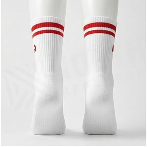 Chaussettes North Approach pour homme, blanches avec rayures rouges, imprimé lettres, en coton respirant, décontractées, pour l'été - Product Image 2