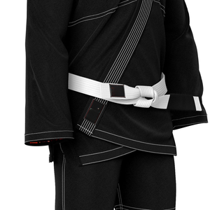 Kimono de BJJ noir 100% coton tissage perlé respirant coupe classique pour adulte, ceinture blanche incluse, marque privée - Product Image 4