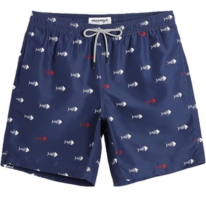 Shorts de bain pour hommes en polyester tissé avec bordure contrastante, imprimé AOP, élastique en nylon, séchage rapide, décontracté, fournisseur du Bangladesh - Product Image 4