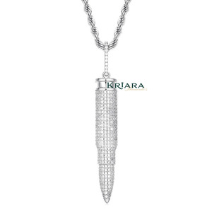 Colgante de Plata 925 Chapado en Oro con Diseño de Punta de Diamante Cultivado en Laboratorio, Joyería Hiphop Unisex para Uso Diario - Product Image 4