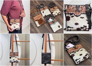 Bolso bandolera de vaquera occidental para mujer, bolso de cuero de vaca genuino cosido a mano para móvil, bolso bandolera bohemio occidental - Product Image 3