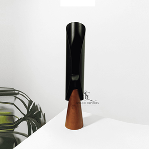 Modern Style Curved Metal <b>Incense</b> Burner Set With Elegant Wooden <b>Cone</b> Base. Luxury B2B Wholesale Home Fragrance & Decor Item - Product Image 2