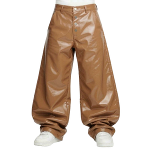 Nuevos Productos Transfronterizos, Pantalones de Cuero Casuales para Hombre, de Cintura Alta, con Correa de PU de Color Sólido, Populares en Europa y Estados Unidos - Product Image 2