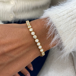 Genuine IGI Certified Lab Diamond Link Bracelet <b>Solid</b> 14K <b>Gold</b> Elegant Round Cut Stones Yellow White Rose Finish - Product Image 5