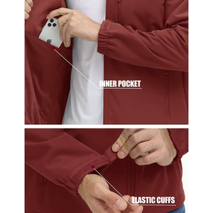 Most demanded Men's Red Softshell Jacket Full Zip Outdoor Wear Lightweight Water Resistant Coat - Product Image 5