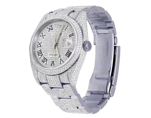 Stylish VVS Moissanite Diamond Roman Dial Stainless Steel Automatic Hip Hop <b>Iced</b> <b>Out</b> <b>Watch</b> Luxury Customized Fashion For Men - Product Image 1