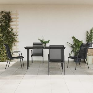 Set da Pranzo da Giardino Nero per 4 Persone, Struttura in Acciaio, Arredamento Esterno Contemporaneo Resistente alle Intemperie - Product Image 3