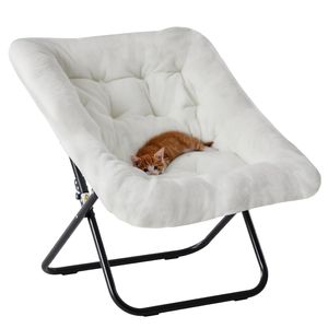 Fauteuil pliant en fausse fourrure pour adultes, chaise de lecture douce et confortable pour chambre à coucher, salon, dortoir, parc et salle de sport - Product Image 1
