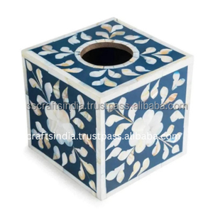 High Quality Handmade Bone Inlay Tissue <b>Box</b> for Hotel and Restaurant Use with Custom Color Options and <b>Matching</b> Napkin Ring - Product Image 4