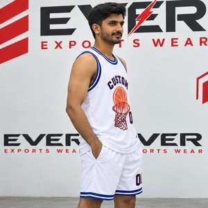 Conjunto de Uniforme de Baloncesto Personalizado para Hombre, Jersey y Pantalones Cortos con Gráfico de Aro Blanco y Azul, Nombre del Equipo, Número, Logotipo Personalizado, Diseño Clásico - Product Image 3