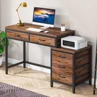 Bureaux de maison et de bureau Tribesigns avec tiroirs de rangement réversibles, support d'imprimante, bureau d'écriture pour ordinateur avec 5 tiroirs
