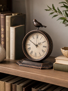 Reloj de Mesa Vintage con Figura de Pájaro, Reloj de Escritorio Decorativo Antiguo con Esfera de Números Romanos para el Hogar, Oficina, Sala de Estar - Product Image 3
