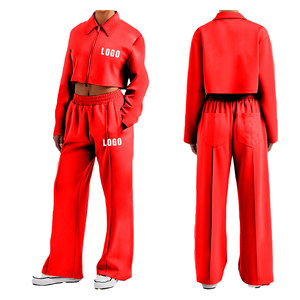 Ensemble deux pièces décontracté pour femme White Bird Express : veste courte à capuche olive et pantalon large, survêtement assorti, vêtements de sport 100% coton - Product Image 5