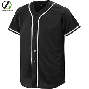 Chemise de baseball unie pour hommes et femmes, t-shirt décontracté à manches courtes et boutons - Product Image 1