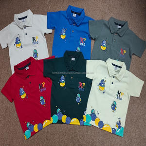 Polo T-shirt à manches courtes pour garçons, motif géométrique brodé, tricoté, écologique, respirant, style décontracté chic, marque populaire, en gros - Product Image 4