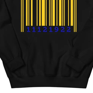 Barcode <b>Black</b> <b>Long</b> <b>Sleeve</b> Round Neck Hoodie Sweatshirt Comfortable Casual Pullover <b>Top</b> Fashion Streetwear Warm Fleece Apparel - Product Image 3