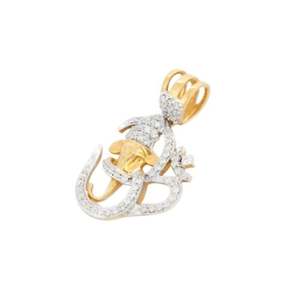 18K <b>Solid</b> <b>Gold</b> Diamond Ganesha <b>Pendant</b>-Asscher Marquise Radiant & Emerald Cut - Product Image 2