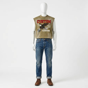 Débardeur personnalisé premium avec impression sérigraphique, effet délavé soleil, strass, style streetwear, confortable, tissu 100% coton, unisexe - Product Image 5