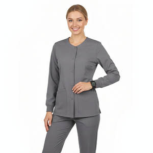 Chaquetas de Enfermería Personalizadas al por Mayor OEM, Uniformes de Hospital, Chaqueta de Calentamiento para Mujer con Cierre de Botones y Cuello Redondo - Product Image 1