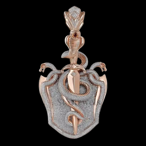 Hip Hop Custom Baguette 925 <b>Silver</b> Moissanite Snake Sword Fine Jewelry Pendants & <b>Charms</b> Bling Necklace Men - Product Image 1