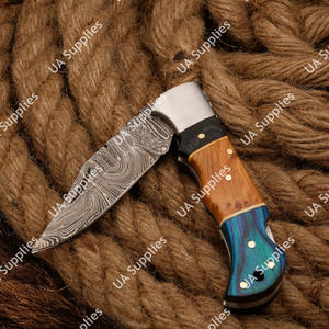 Couteau pliant de poche en acier Damas personnalisé, haute dureté 58 HRC, lame tranchante, tactique, pour la chasse, la pêche, EDC, support OBM OEM - Product Image 5