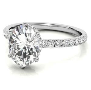 Oval Cut Moissanite <b>Ring</b> 925 Sterling <b>Silver</b> White Gold Plated <b>Solitaire</b> Engagement Wedding Promise Party Luxury Fine Jewelry - Product Image 4