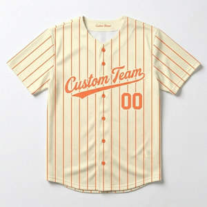 Camiseta de Béisbol Personalizada de Alta Calidad para Hombre, 160GSM, Malla, Bordado, Sarga, Rayas, Botones, Uniformes de Béisbol, Fabricante - Product Image 2