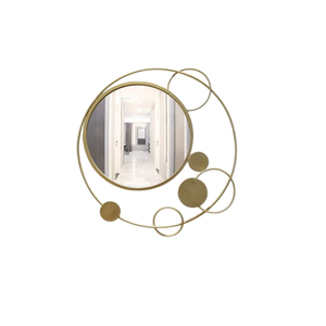 Modern Round Gold Decorative Wall Mirror Luxury Geometric Iron Metal Frame Mirror For Living Room Bedroom And Decor - Product Image 1