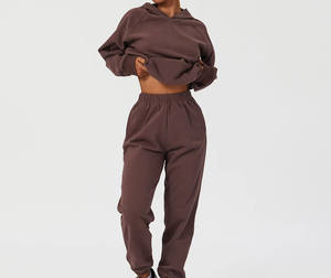 Pantalon de survêtement à capuche uni personnalisé de marque privée survêtements pour femmes ensemble de 2 pièces survêtement de gymnastique pour femmes couleur personnalisée - Product Image 3