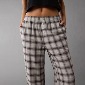 Pijamas de Algodón Cómodos y Acogedores para Mujer, Diseño Clásico a Cuadros, Cierre de Botones, Tallas Grandes, Cintura Elástica Transpirable para Verano - Product Image 4