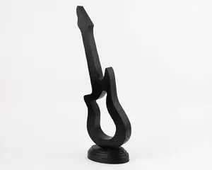 Statue de guitare noire en bois massif pour la décoration intérieure, objet d'art musical pour les amateurs de musique, cadeau personnalisé. - Product Image 3