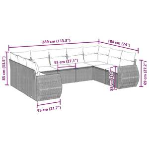 Conjunto de Sofás de Jardín en Ratán PE Blanco Crema y Acero con Recubrimiento en Polvo Negro - Product Image 3